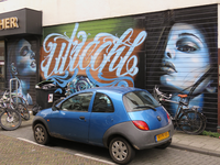 833524 Afbeelding van het graffitikunstwerk 'Utrecht' op de zijgevel van het pand Amsterdamsestraatweg 196, in de ...
